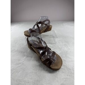 Aetrex Brown Strappy Wedge Sandals